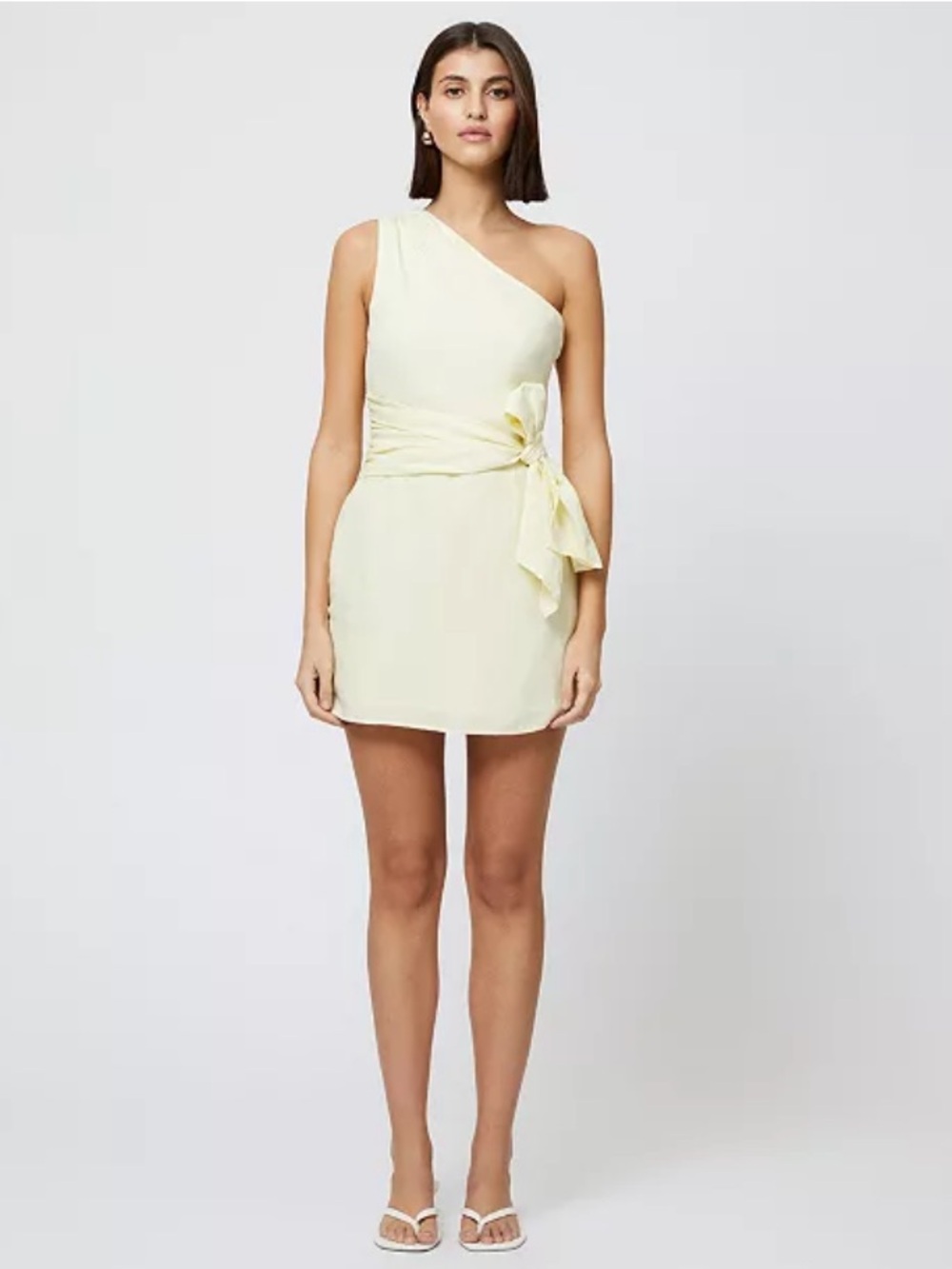 FRENCH CONNECTION Women's Birdie Butter Yellow One-Shoulder Mini Dress
